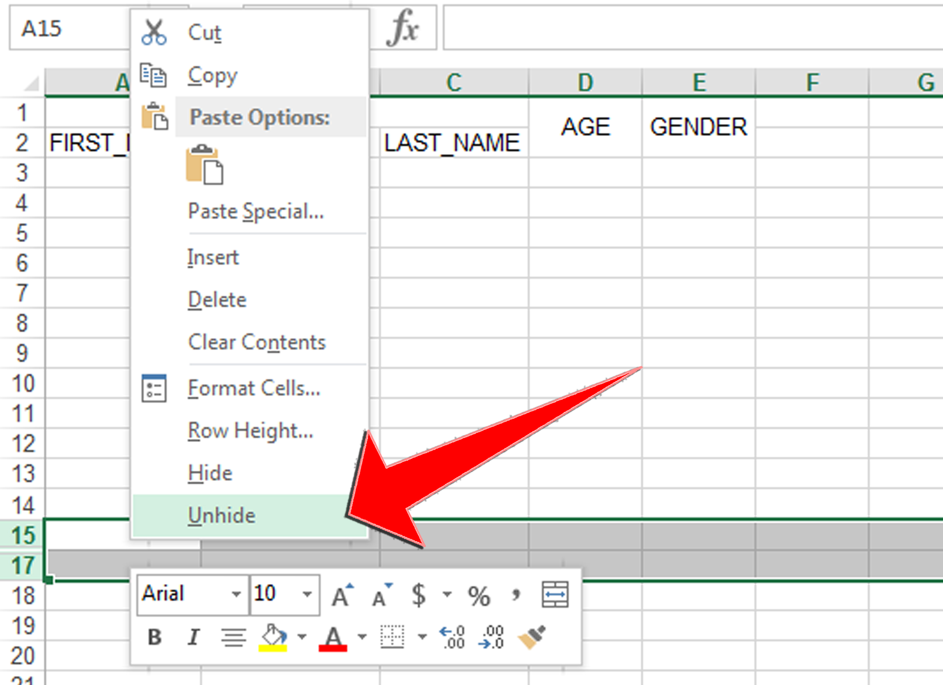 Unhide Excel Rows Macro